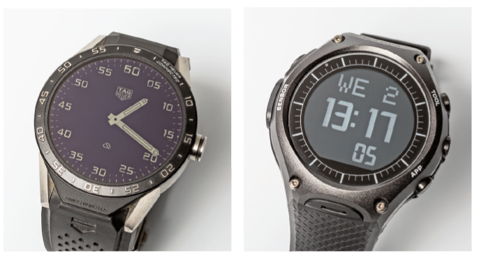 De Tag Heuer Connected (links) en de WSD-F10 van Casio