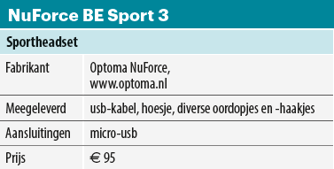 NuForce BE Sport3 oordopjes: specificaties