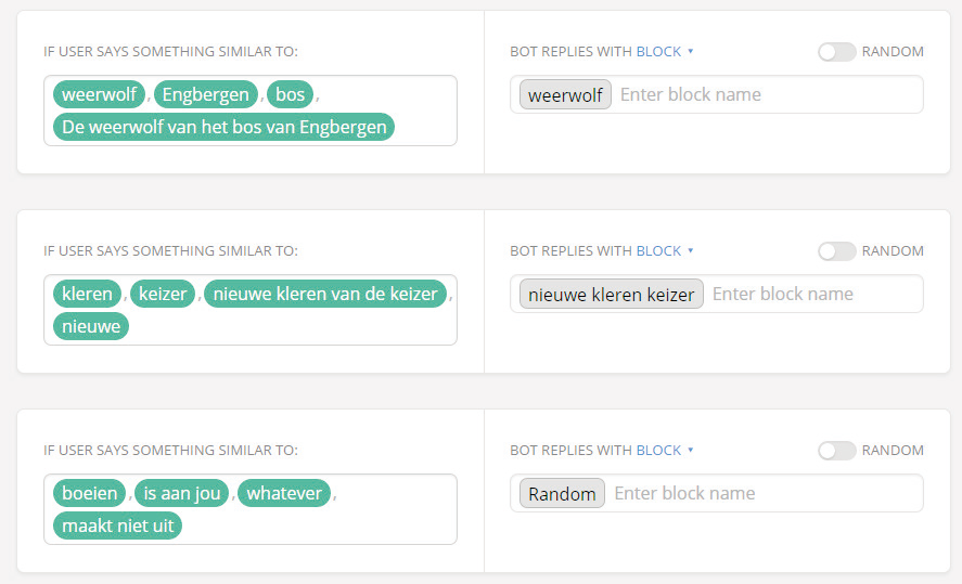 'AI'-regels helpen je met het afvangen van open vragen die een gesprekspartner stelt.