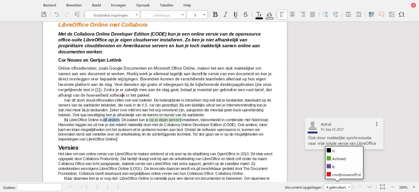 thumbnail voor LibreOffice Online met Collabora