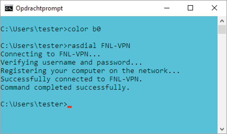 Met een klein batch-script automatiseer je het opbouwen en verbreken van de verbinding voor de VPN en het externe bureaublad. De lelijke kleur is bewust gekozen.
