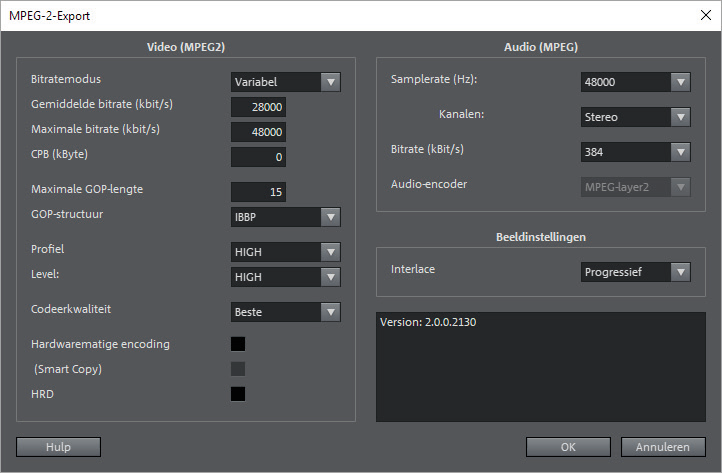 YouTube-instellingen: optimale bitrate