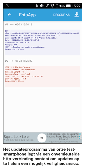 Android-netwerkverkeer controleren, onveilige update