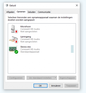 geluid opnemen Windows 10 stereo YouTube Spotify opname geluidskaart bron freeware