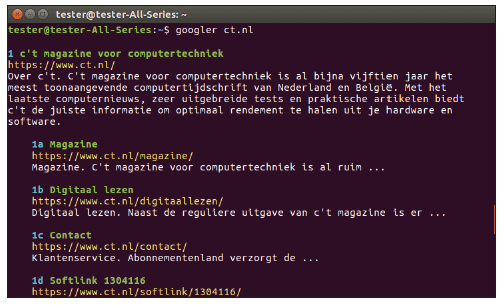 googelen commandline terminal Linux googler ddgr zoeken internet opdracht tekst