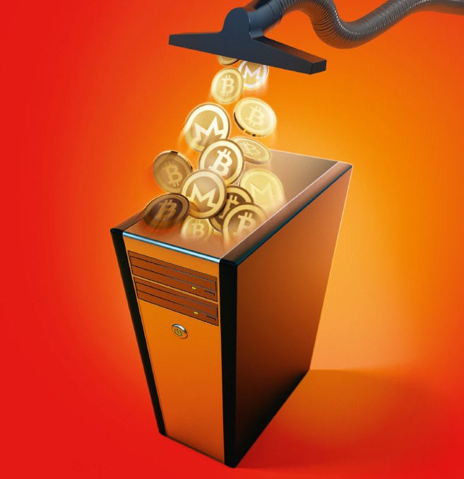 cryptomining cryptominer malware browser pc actief overbelast virus Monero Bitcoin cryptovaluta