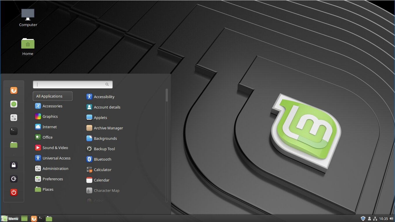 Linux Mint 19 Tara Ubuntu desktop menu interface