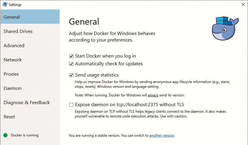 Docker voordelen Windows 10 ingebouwd Linux image