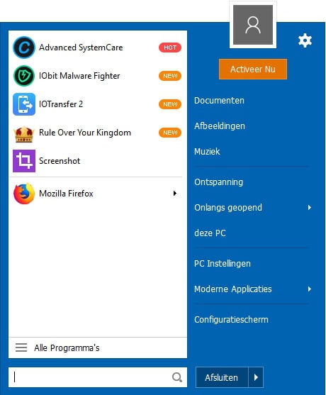 Windows 10 start menu werkt niet meer