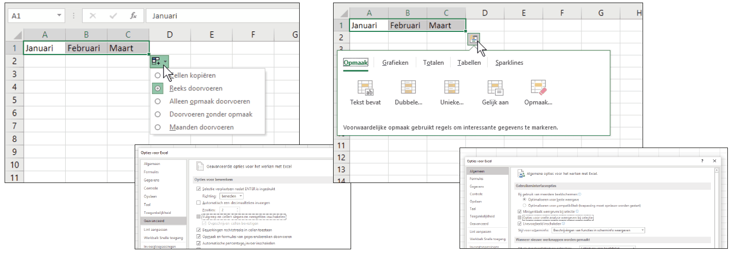 Excel werkbladen automatische functie uitzetten SmartTags