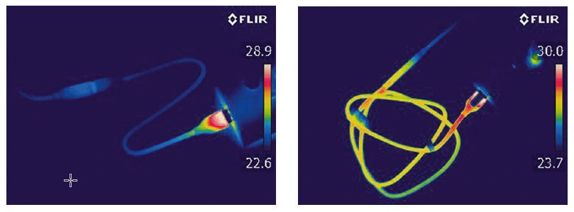 USB-C naar USB-A adapterkabel kort lang lengte hitte warmte stroom warmtecamera
