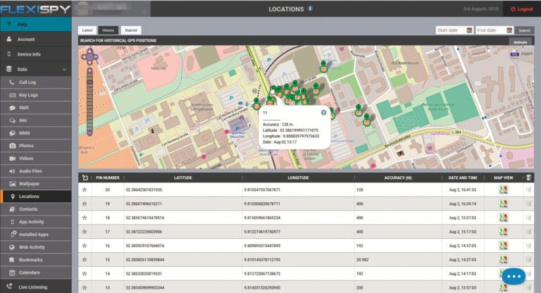 smartphone spionage apps FlexiSpy locatiegeschiedenis locatie traceren volgen