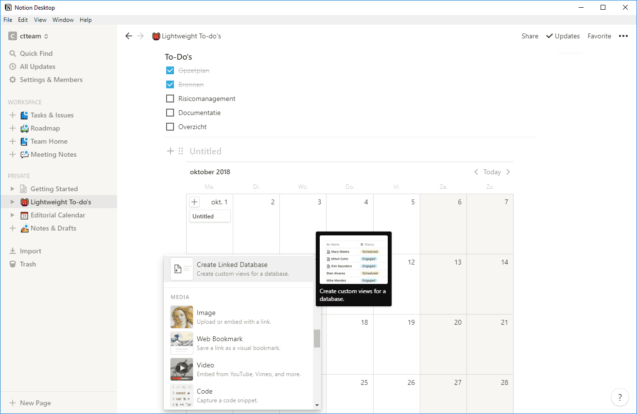 Office software voor teams Notion interactief