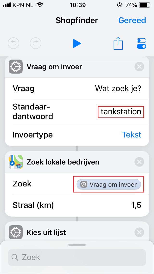 Opdrachten iPhone iPad standaard waarde variabele zoeken