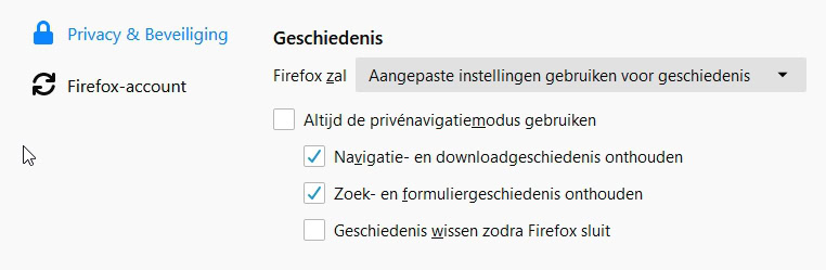 firefox instellingen
