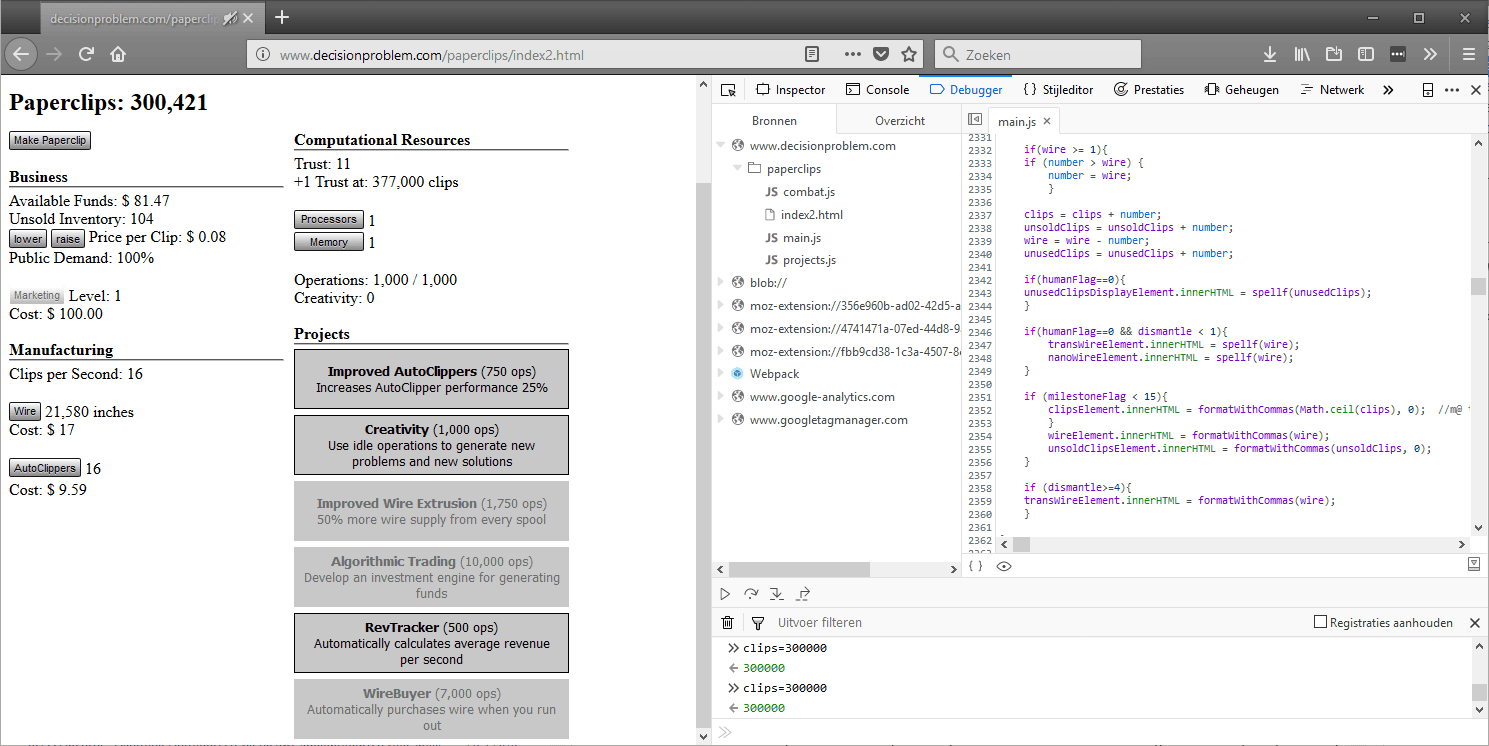 ontwikkelaarstools Chrome Firefox browser game webgame hack godmode