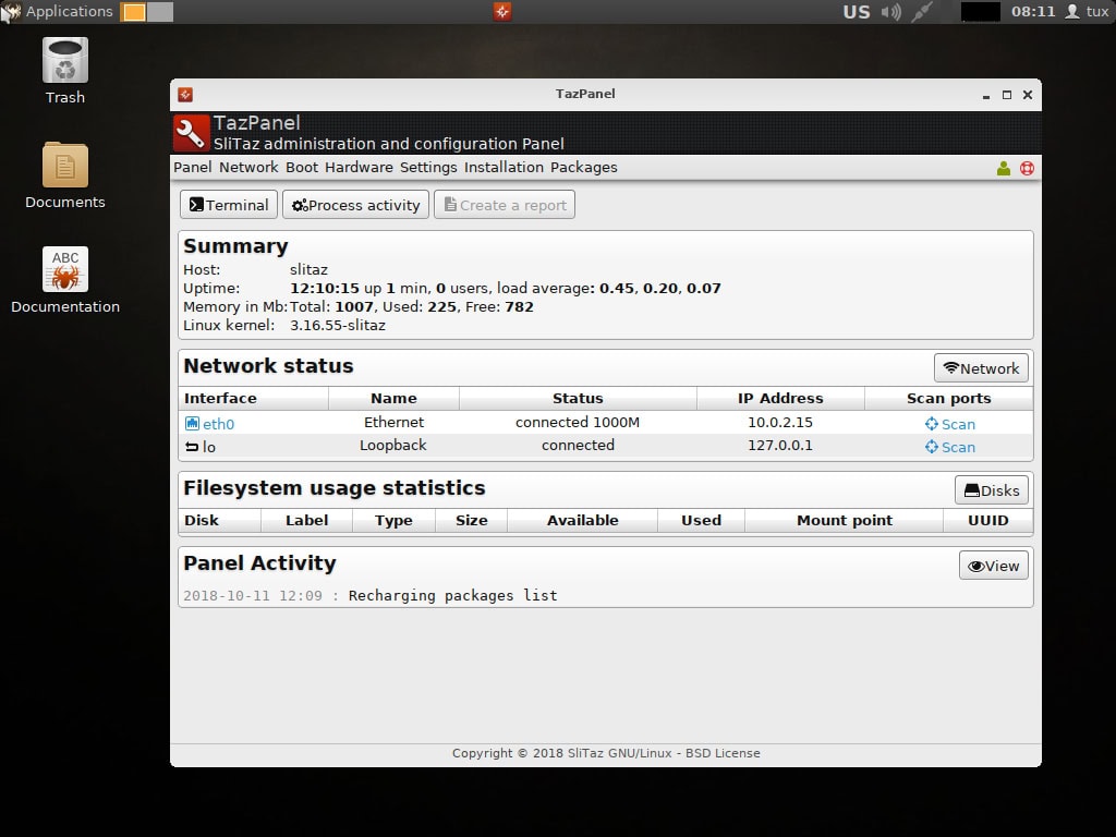 oude pc hergebruiken met Linux SliTaz configuratie software TazPanel