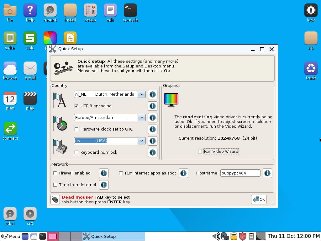 oude pc hergebruiken met Linux Xenialpup taal toetsenbord QuickSetup