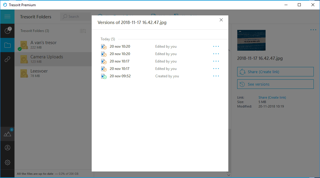 Dropbox versus vergeleken andere cloud storage versie historie Tresorit