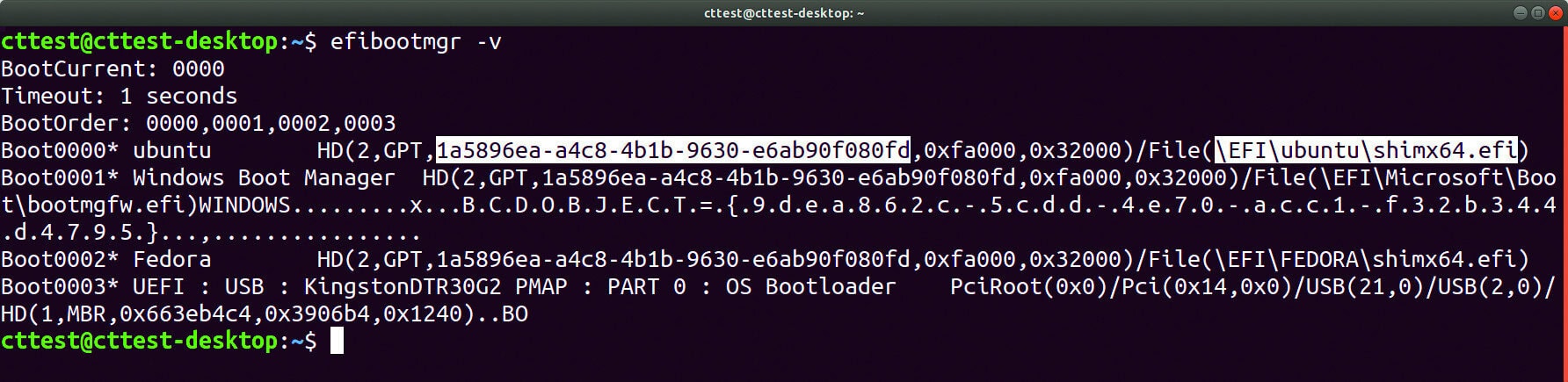 Linux op UEFI-pc installeren boot variabele ID ESP bootloader