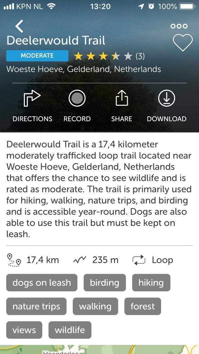 App wandelen route Alltrails