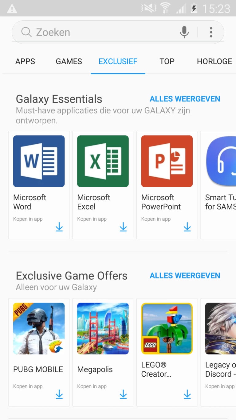Android apps verwijderen Galaxy Apps