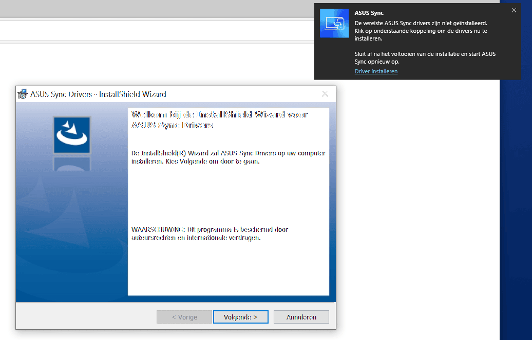 synchroniseren laptop smartphone Asus Sync drivers