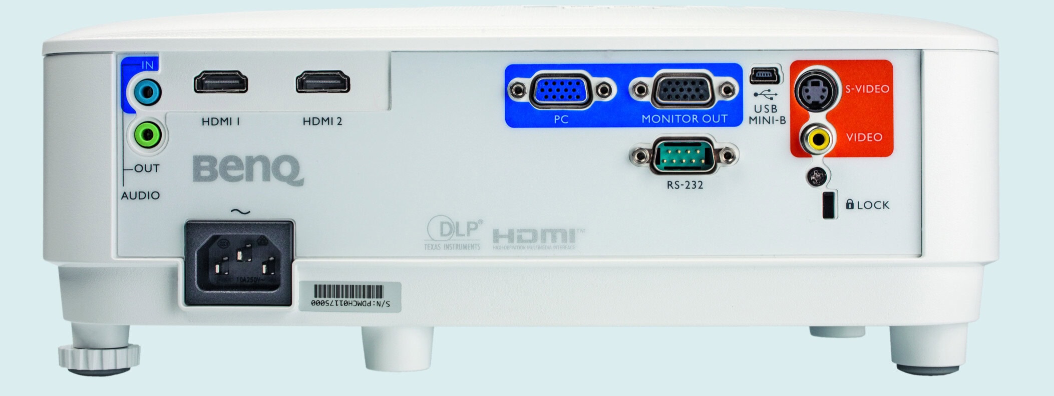 4K beamer pseudo-4K full hd test 4K beamer BenQ MH550 aansluitingen