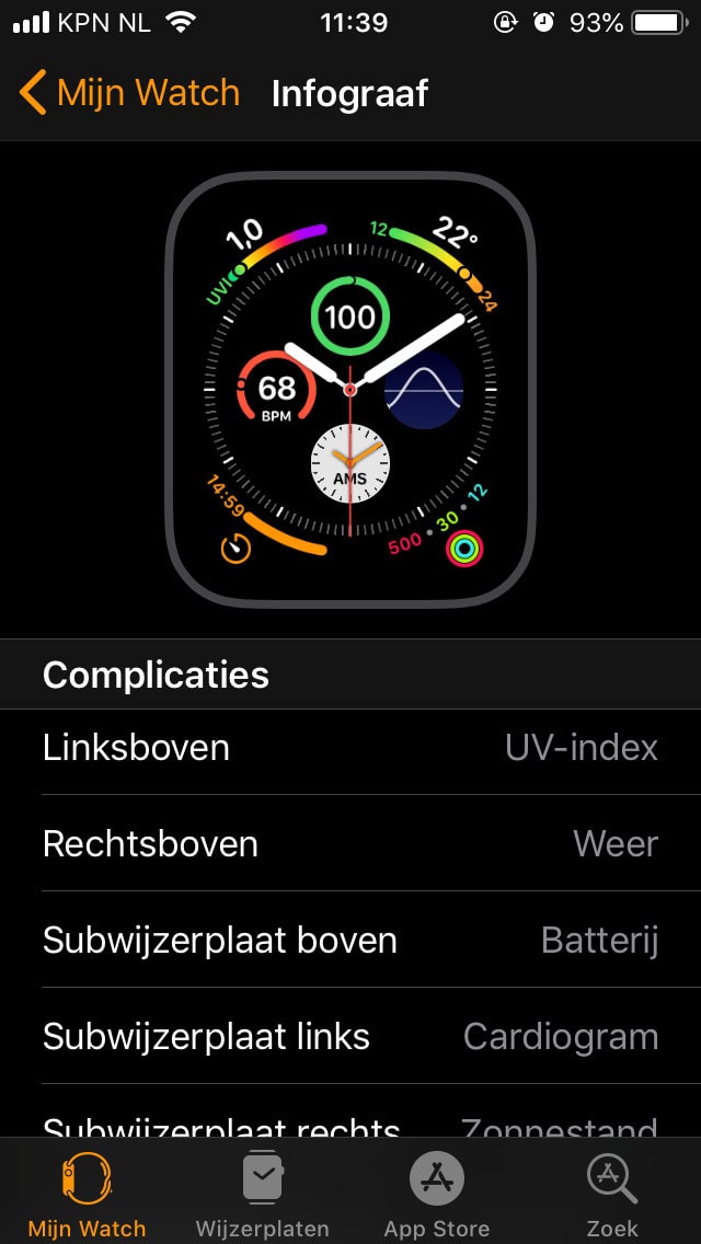 smartwatch Apple Watch 4 complicatie scherm wijzerplaat