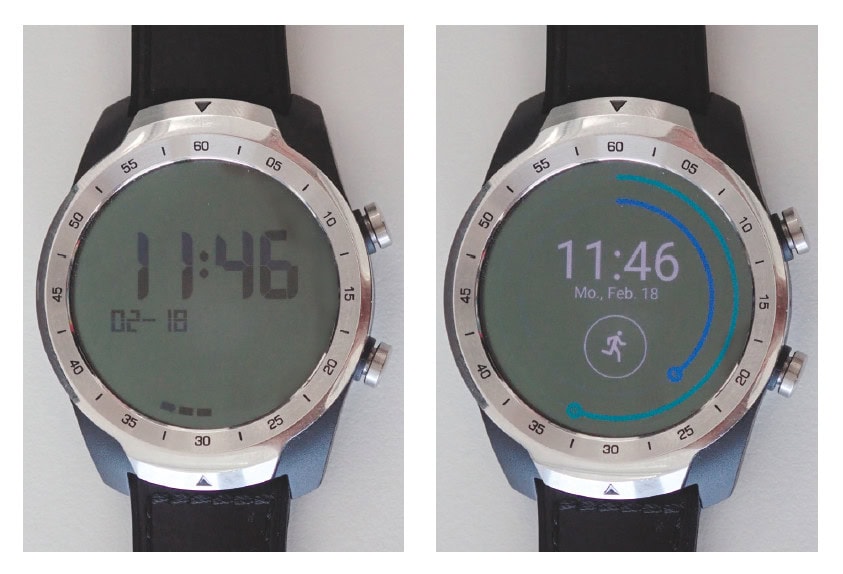 smartwatch Mobvoi TicWatch Pro display scherm dubbel lcd