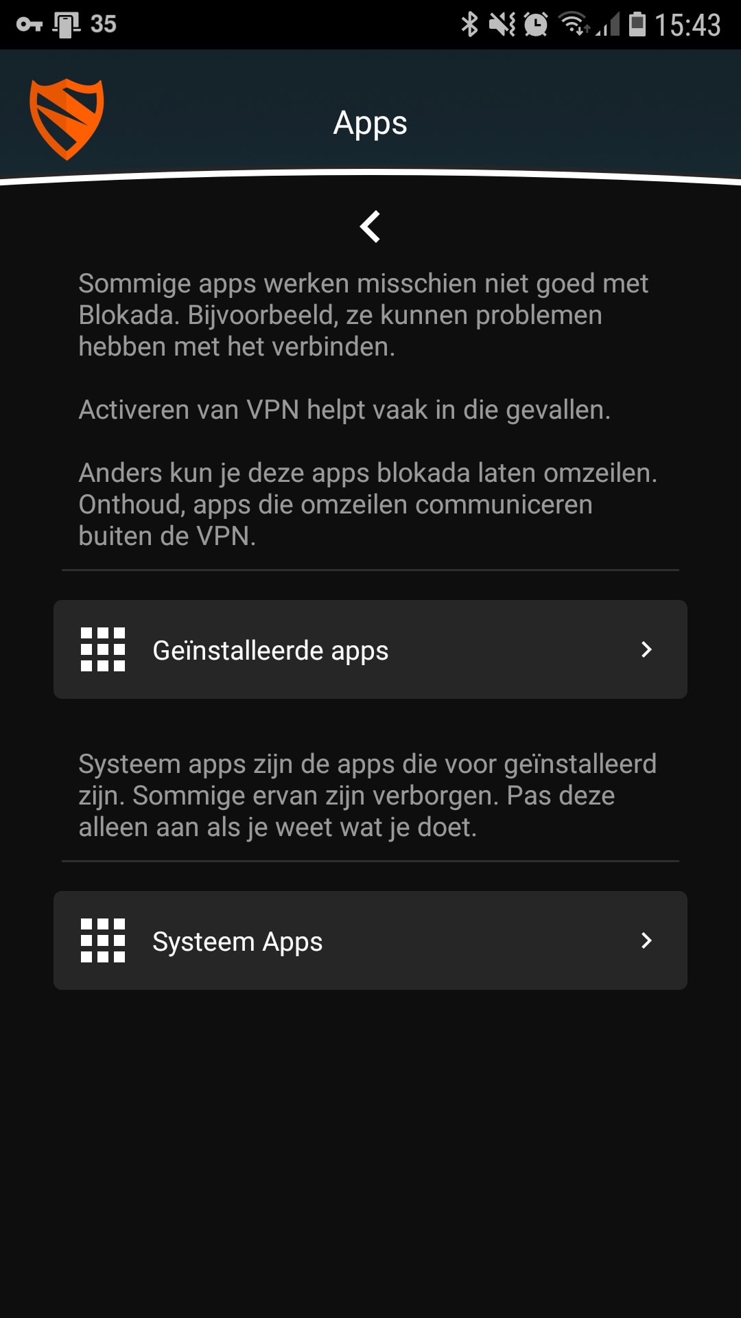 trackers en reclame op Android blokkeren Blokada app uitzondering instelling