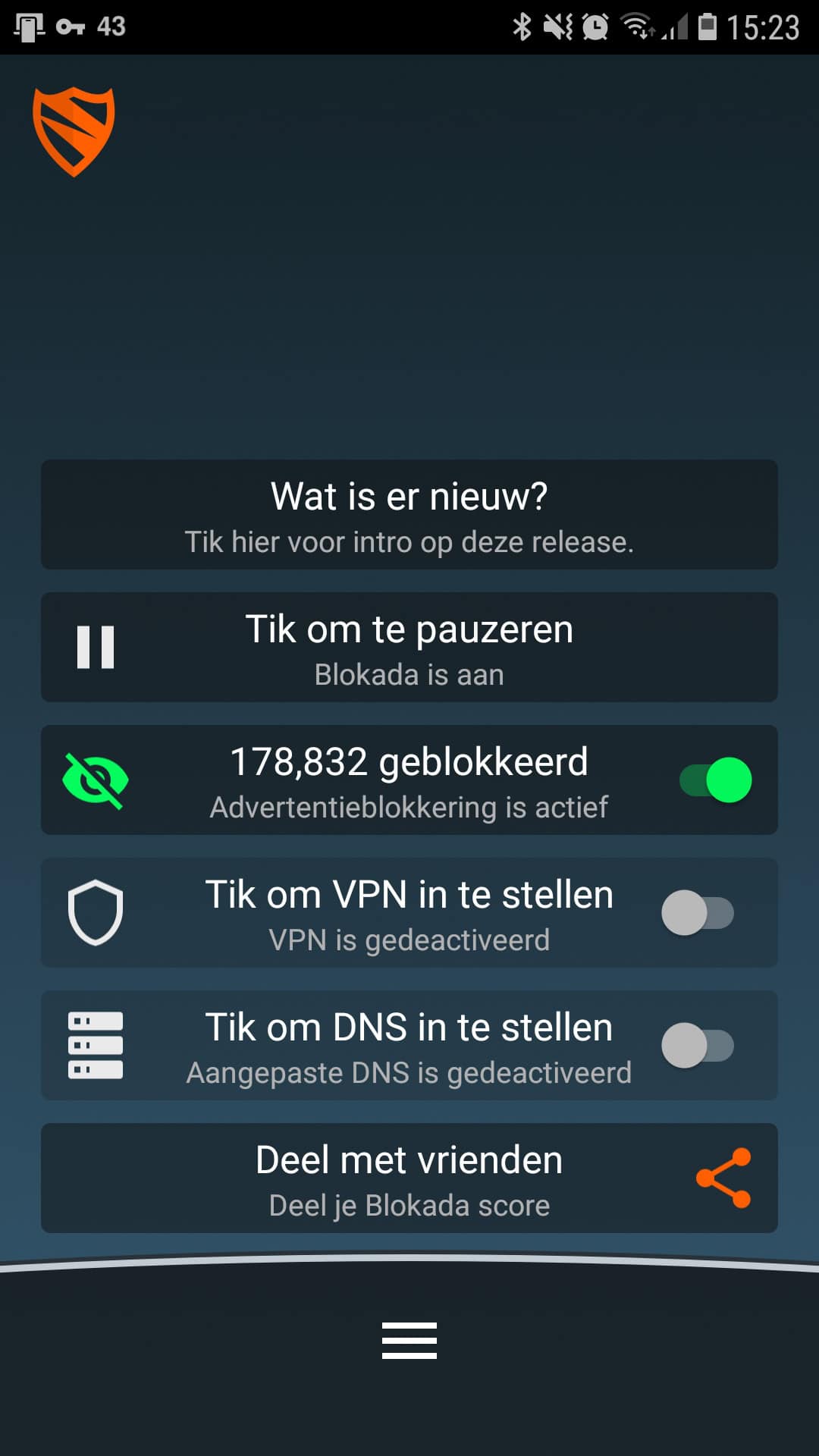 trackers en reclame op Android blokkeren Blokada hoeveelheid