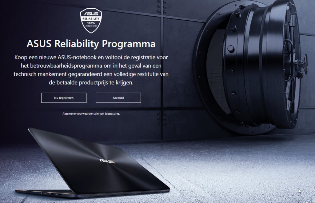 Asus reliability programma laptop garantie reparatie restitutie