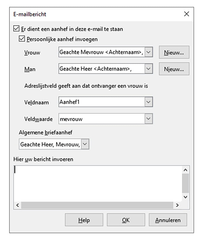 mailing met pdf LibreOffice e-mail opties
