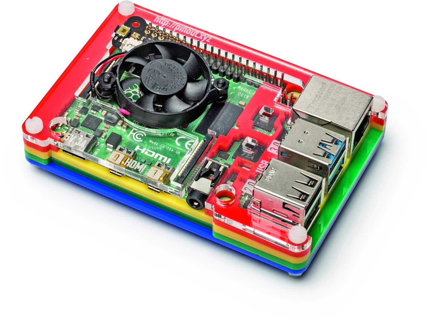 Pi 4 koeling koeler ventilatie fan test FanShim led knop Coupe behuizing