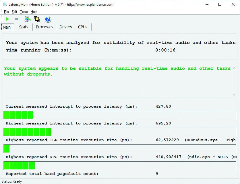 Muziek opname hapert Windows latentie LatencyMon