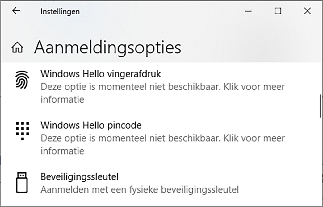 FIDO2 security key veilig inloggen zonder wachtwoord Windows 10