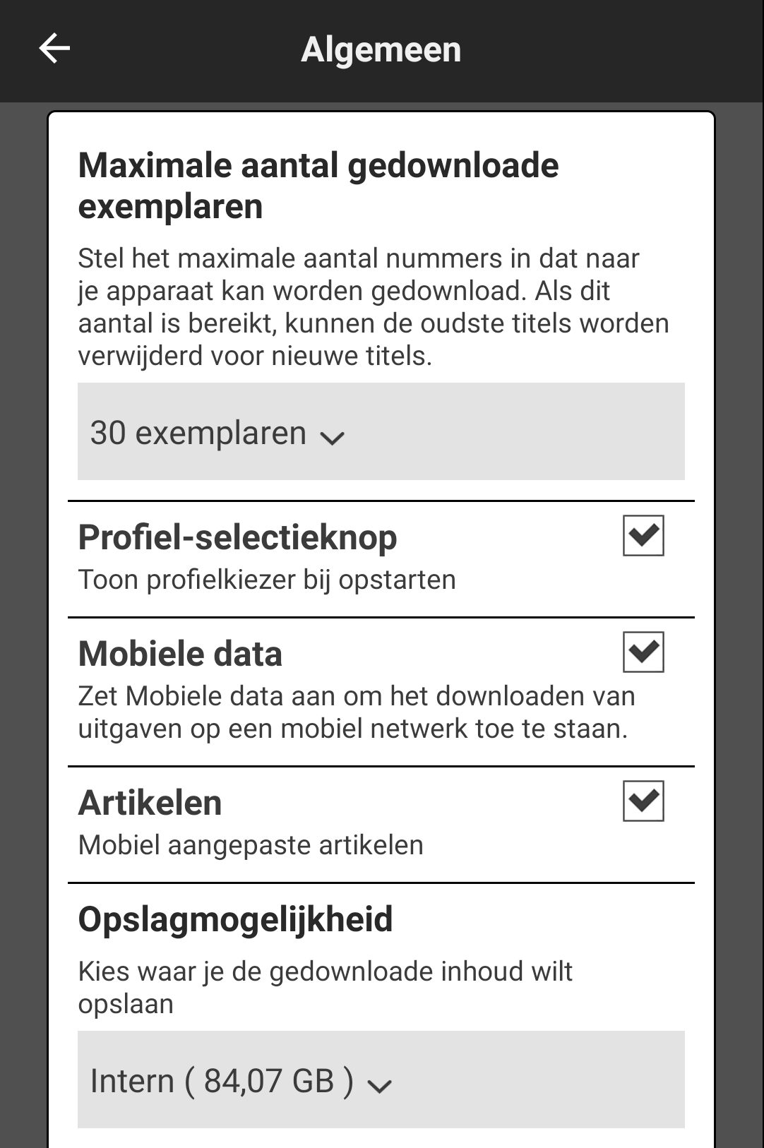 Readly app downloaden opties geheugenkaart sd-kaart