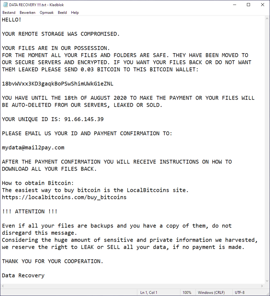 NAS-beveiliging, ransom