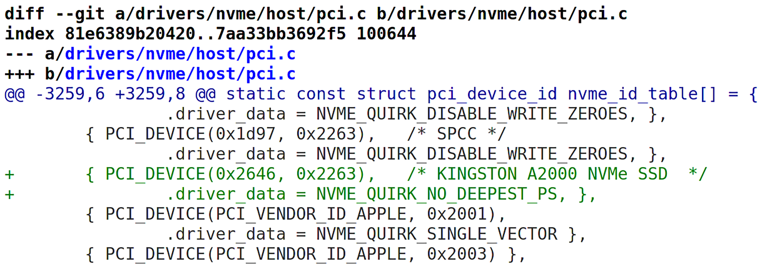 Kinston-ssd; linux kernel