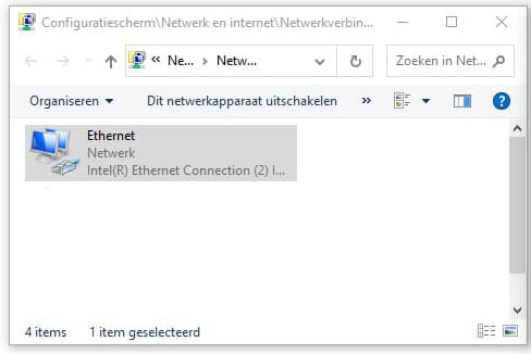 Internetverbinding uitschakelen in Windows 10 via netwerkadapter