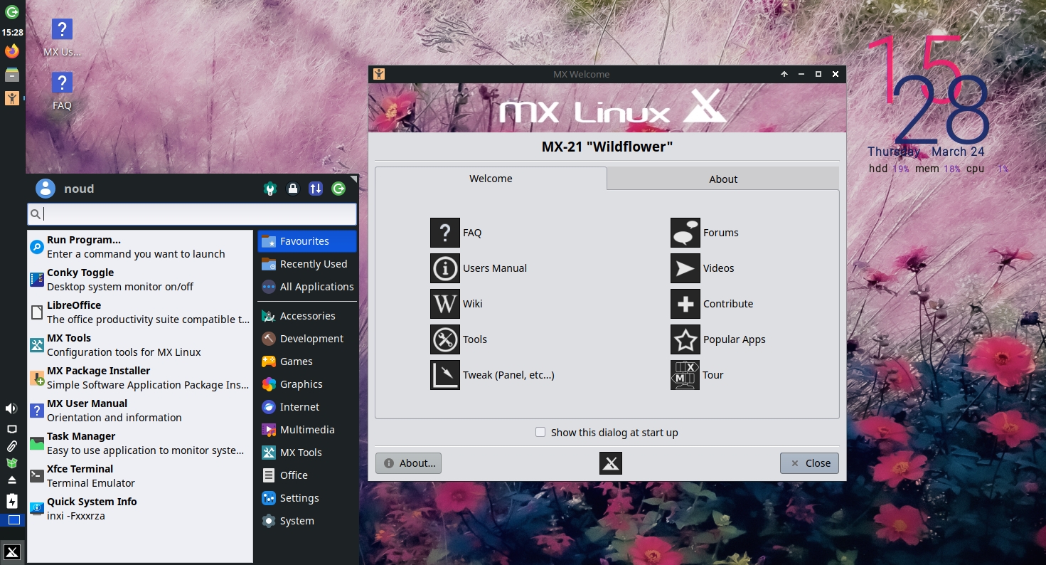 Linux MX desktop