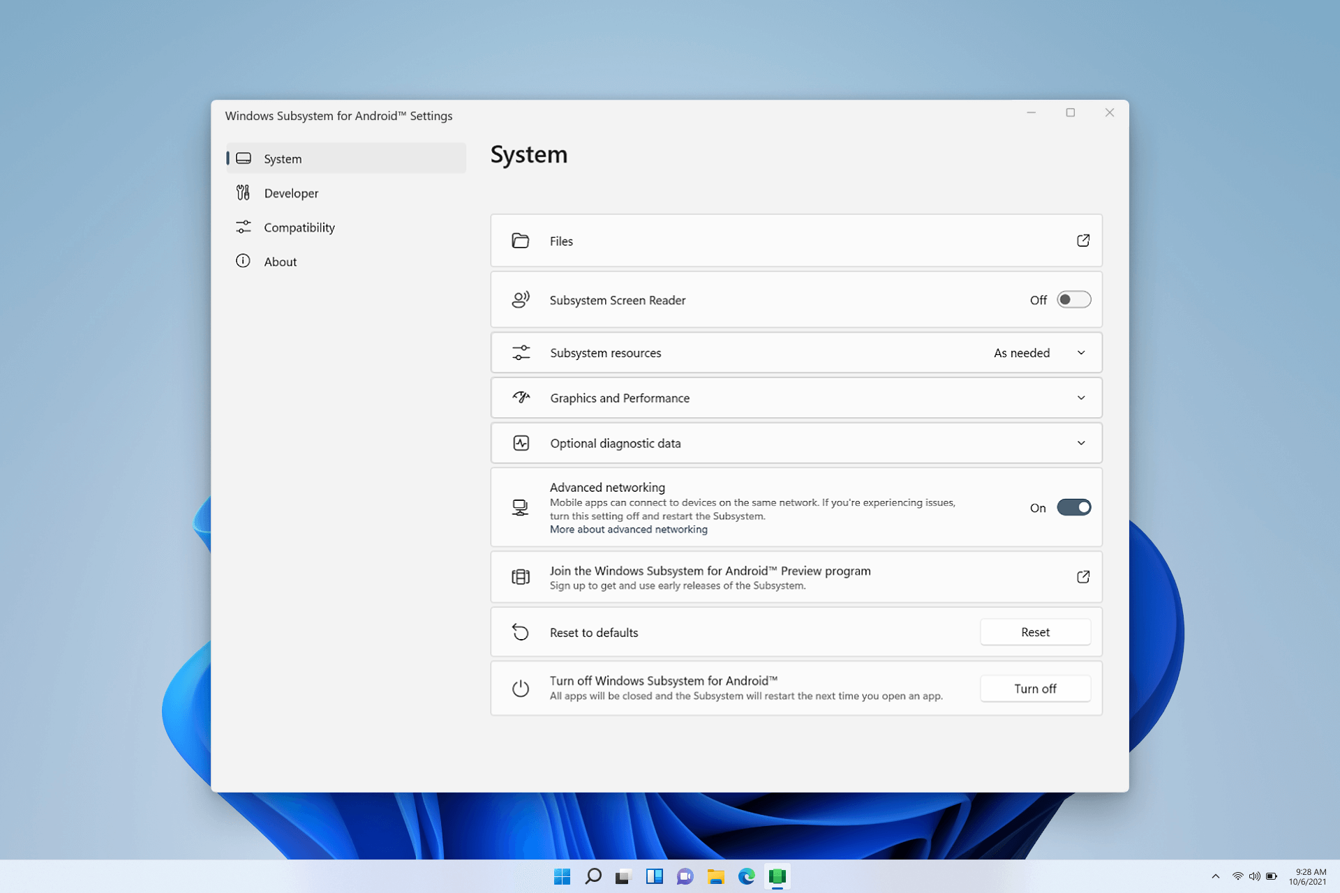 Nieuwe Windows-subsysteem voor Android update