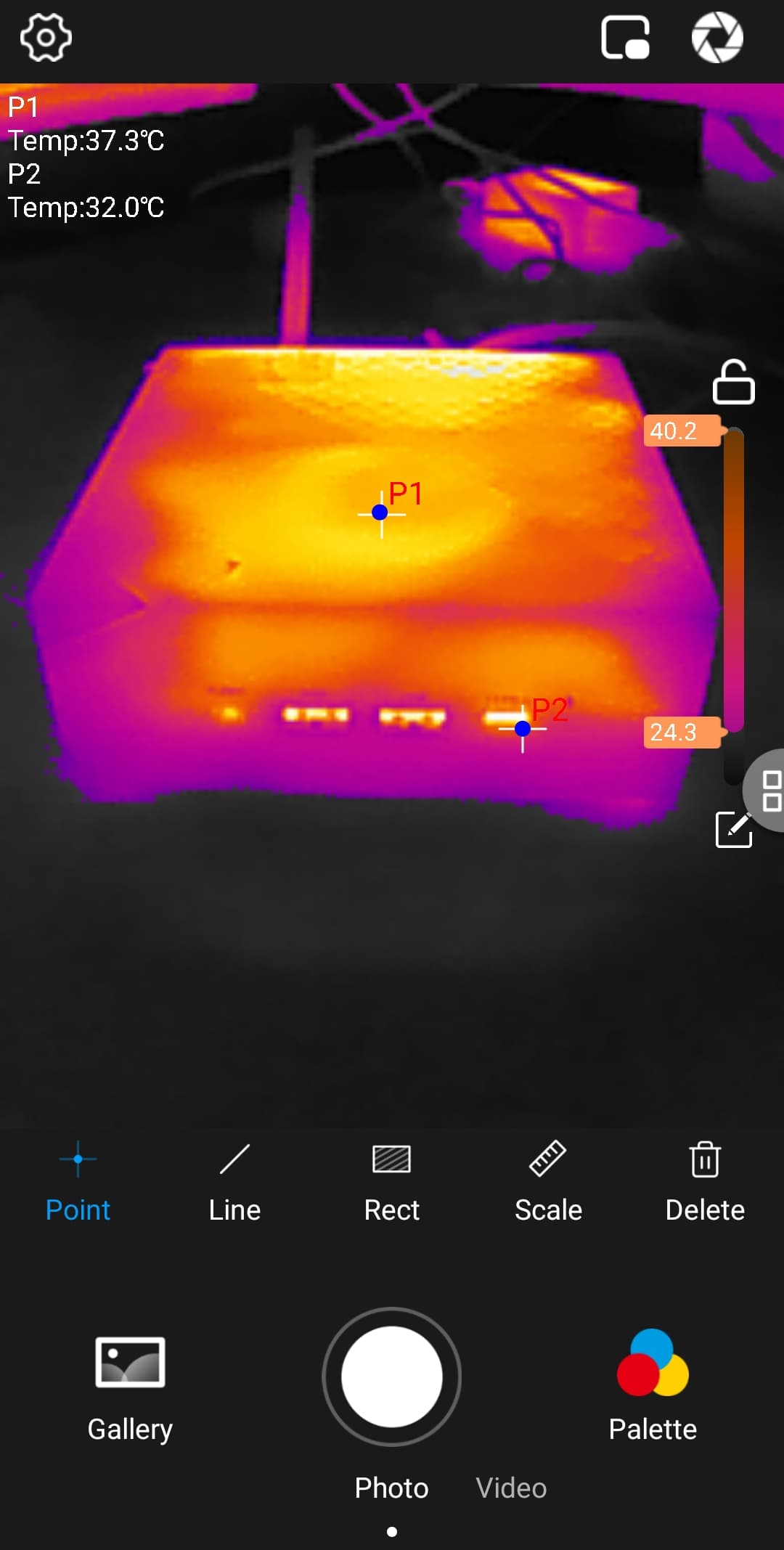 warmtecamera beeld P1 Pro