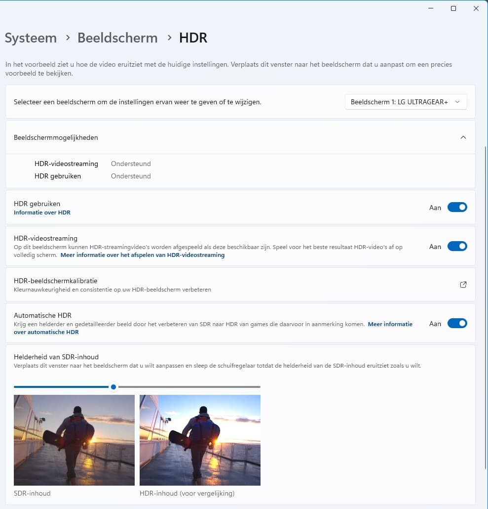 WIndows 11 HDR - LG Ultragear oled-monitor instellingen