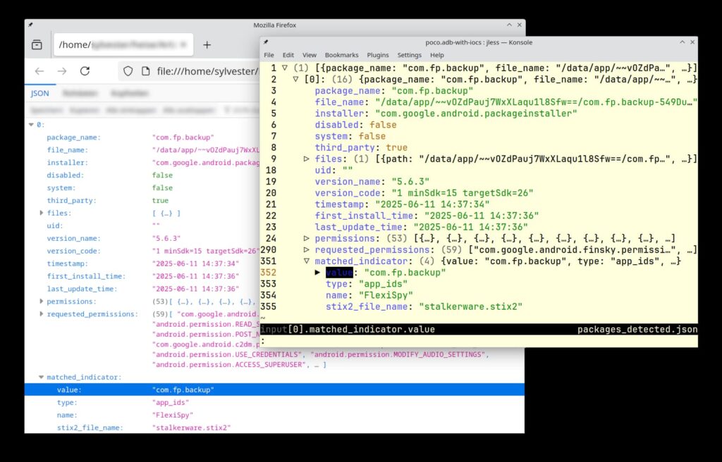 Mobile Verification Toolkit, MVT, JSON bestanden uitlezen