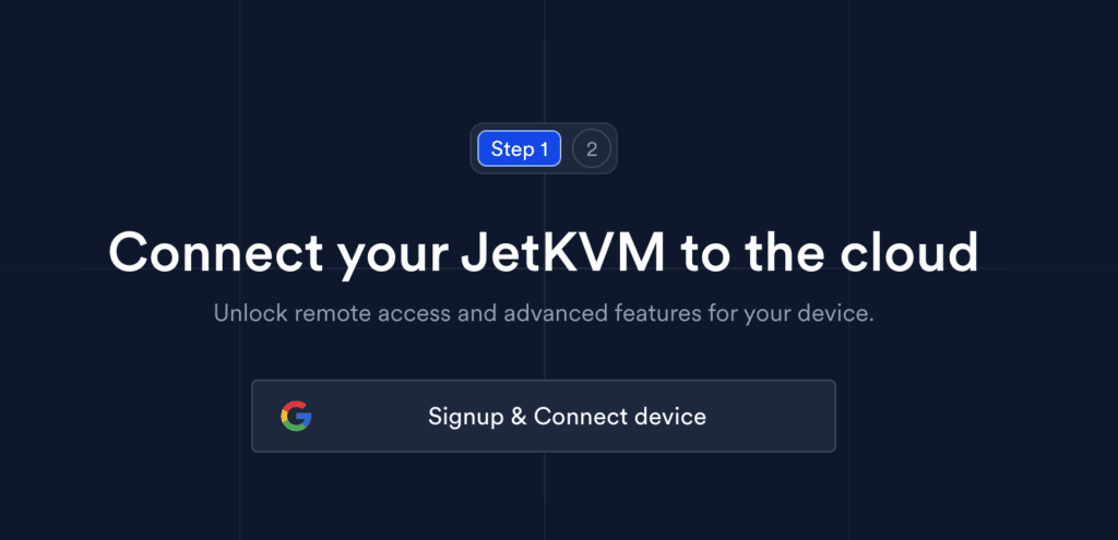 jetkvm cloud connectie via Google login