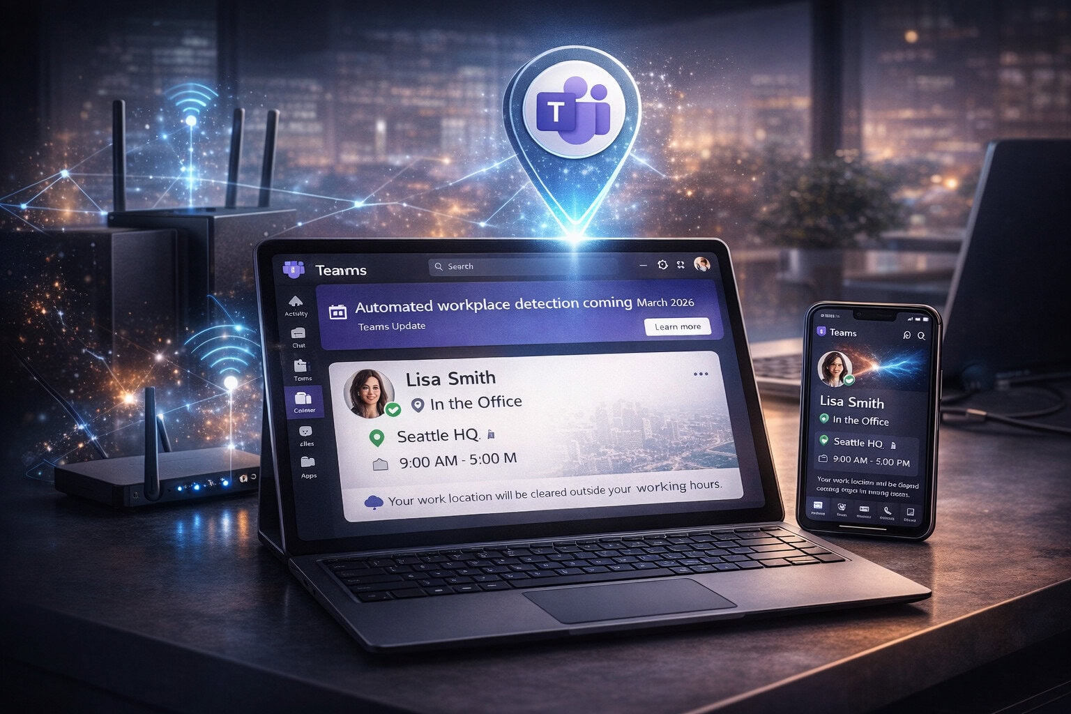 thumbnail voor Microsoft schuift introductie automatische werklocatie in Teams op