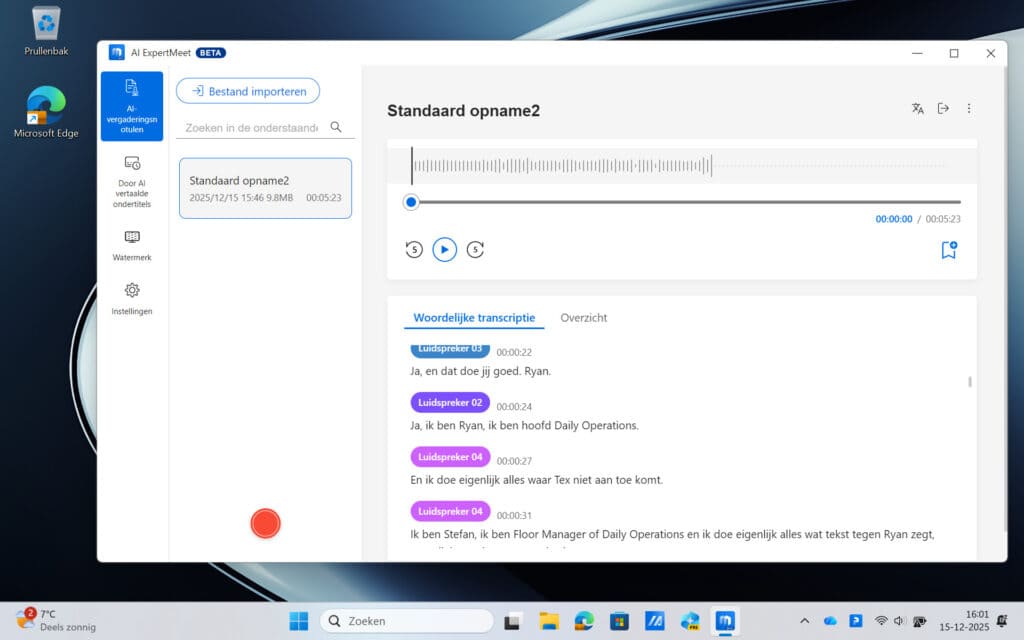 AI-vergaderingsnotulen met Asus AI ExpertMeet