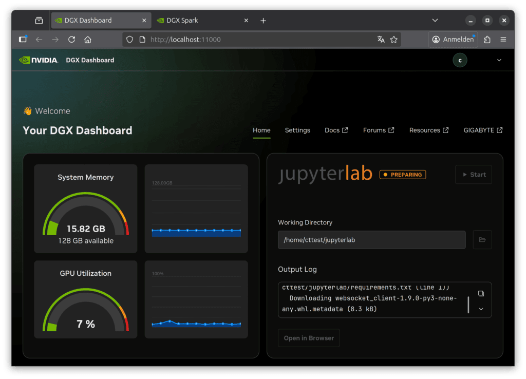 Gigabyte AI Top Atom (Nvidia DGX Spark) review - DGX Station interface
